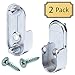 Oval Closet Rod End Brackets w/Rear Facing 5mm Pins | 15mm x 30mm | Polished Chrome | 2 Pack