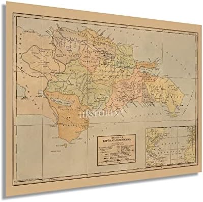 HISTORIX Vintage 1910 Dominican Republic Map Poster - 18x24 Inch ...