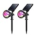 CREATIVE DESIGN LED Outdoor Solar Spotlight, Multi-Colored 4 LED Adjustable Landscape Lighting, Waterproof Wall Light Solar Lights Outdoor with Auto On/Off for Outdoor Garden Decorations (2 Pack)