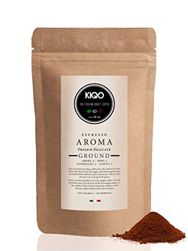 KIQO Aroma 1kg Espresso aus Italien | in schonenden Kleinstchargen geröstet | säurearm | 65% Arabica & 35% Robusta…