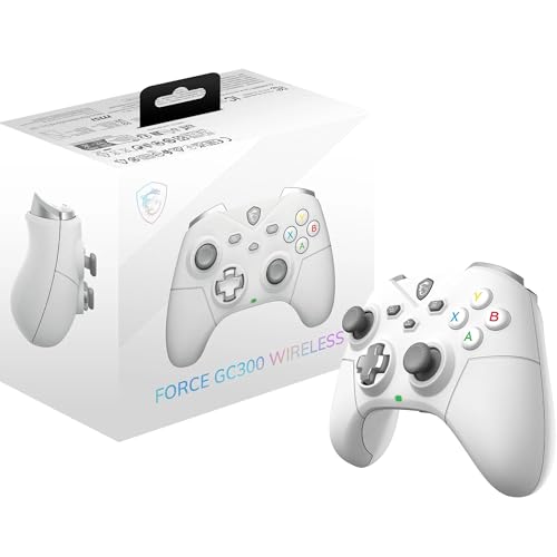 FORCE GC300 WIRELESS WHITE Mando inalámbrico para PC, 2.4 GHz, Bluetooth, USB Tipo-C a A, Batería de 20 horas, Cubiertas D-Pad intercambiables, Motores de vibración duales