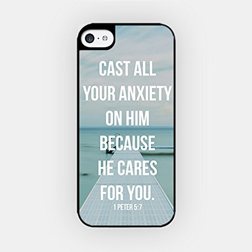 for iPhone 8 TPU Plastic Case - Cast All Your Anxiety On Him, Because He Cares For You - 1 Peter 5:7 - Bible Quote - Inspirational Quote