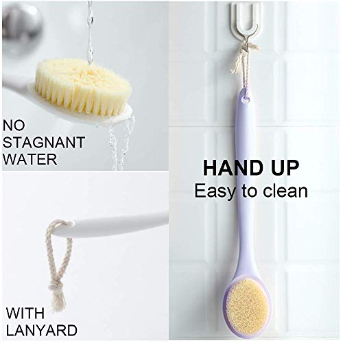 Soft Bath Brush With 14" Long Handle, Johnbee Gentle Exfoliating Nylon Body Scrubber (Gray) - Thumbnail 5