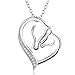 YFN 925 Sterling Silver Mom Baby Horse Head Heart Pendant Necklace 18