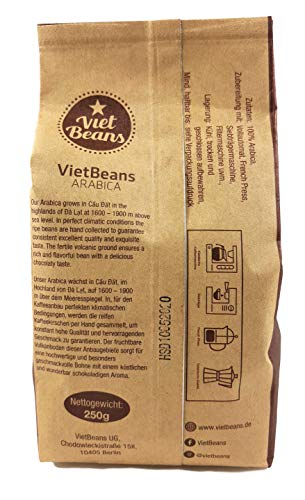 VietBeans 100% Arabica Gemahlener Röstkaffee - Kaffee säurearm gemahlen - Fruchtiger Hochlandkaffee mit Nebennote… – Bild 3