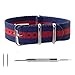 Benchmark Basics Nylon Watch Band - Waterproof Ballistic Nylon One-Piece Military Watch Straps for Men & Women (22mm, Navy Blue/Red Striped)