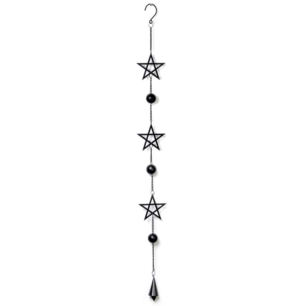 Alchemy Gothic England - Gothic Black Dancing Pentagram Wind Chime, 3.35 x 1.18 x 32.68 inches