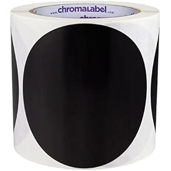ChromaLabel 4 Inch Round Permanent Color-Code Dot Stickers, 250 per Roll, Black