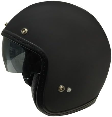 Zoan 3/4 Retro Matte Black Open Face DOT Motorcycle Helmet w/ Sun Visor Medium