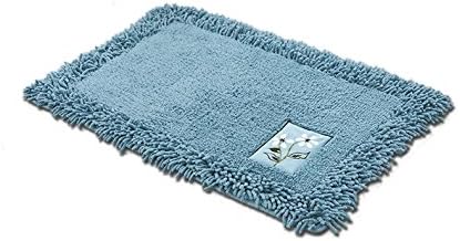 Soft Microfiber Shag Bath Mat Non Slip, Original Luxury Chenille Bathroom Rug Mat Extra Soft and Absorbent Shaggy Rugs Anti Slip Back Door Mat (17.7''x27.5'', Blue)