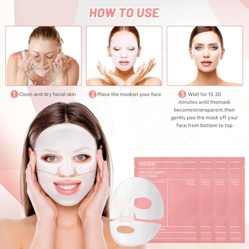 Bio Collagen Face Mask | Overnight Face Mask For Glass Glow Skin- Elasticity, Hydrating, Firming and Foisturizing | Gorean Glass Glow Skin | (1 count) 34gm X 4ea