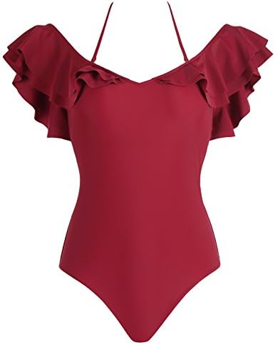 Rexcool Womans Sexy Retro Plus Size High Waisted One Pices Black Swimsuits for Women,CKJL024-W3-S