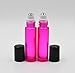 Simple-e- 5pcs 10ml (1/3oz) Glass Roll on Hot Pink Colorful Stainless Steel Roller Ball Essential Oils Perfume Heavy Thick Glass Bottles Black Cap Stainless Steel Roller Free Gift Epacket Shipping