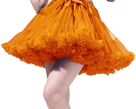 Tsygirls Women's 50s Vintage Bubble Skirt Crinoline Tutu Short Tulle Dance Petticoat Ballet Slip Chemise Underskirts Orange Size L-XL