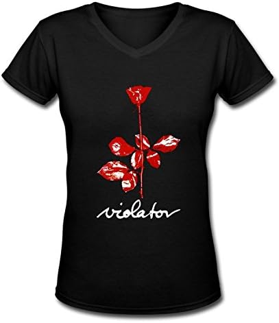 Yonabb Leisure Womens Depeche Mode Violator V-Neck T-Shirt Black Short Sleeve