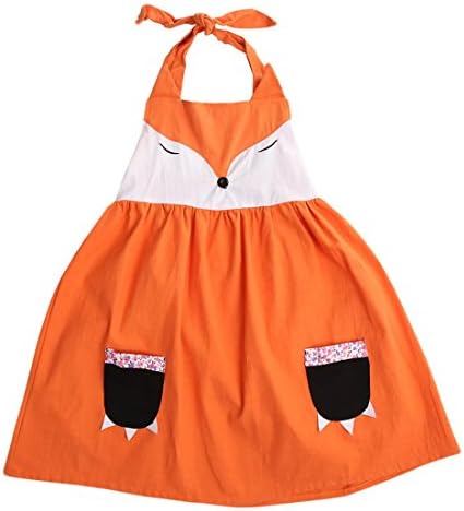Little Girls Halter Neck Fox Pattern Sleeveless Princess Party Tutu Dress (90(2-3Y))