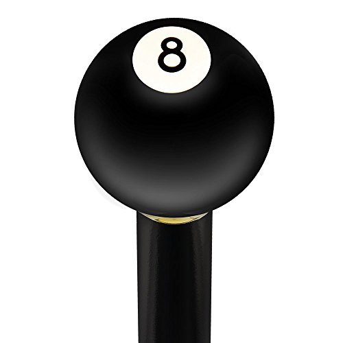 Genuine 8-Ball Handle Walking Stick (Cane) w/Black Beechwood Shaft & Brass Collar - //coolthings.us