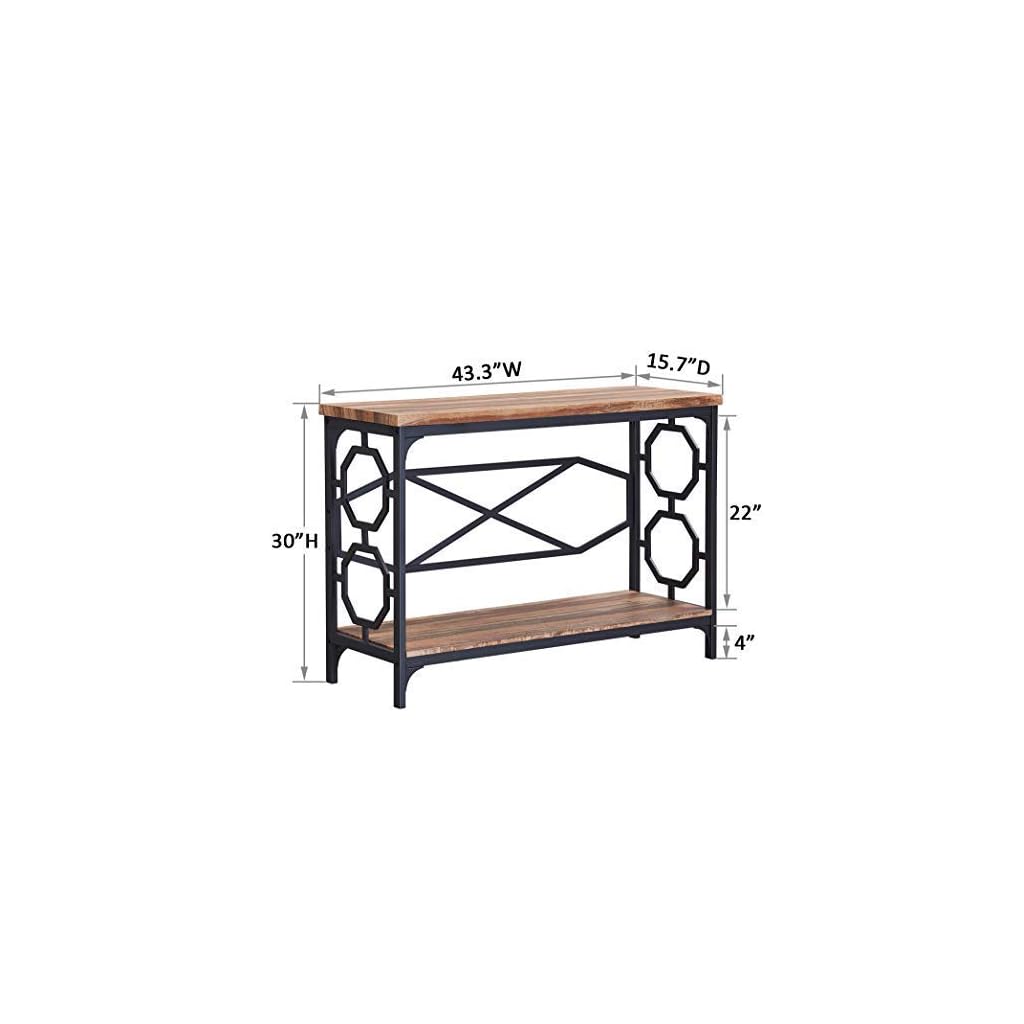 O&K Furniture Entryway Table with Storage Shelf, Rustic Narrow Sofa