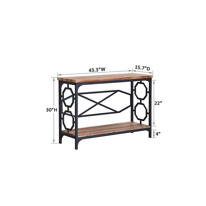 O&K Furniture Entryway Table with Storage Shelf, Rustic Narrow Sofa