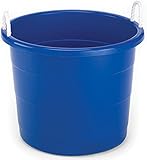 Homz Plastic Utility Tub with Rope Handles, 17 Gallon, Cobalt Blue, Set of 2