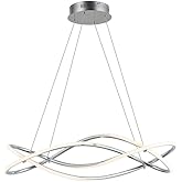 ET2 E24136-PC Coaster Twisted Silicon LED Pendant Ceiling Lighting, 1-Light 48 Watt, 6" H x 10" W x 30" L, Polished Chrome