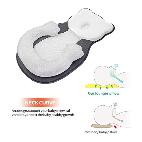 XMWEALTHY Portable Head Support Pillow Newborn Lounger Comfortable Baby