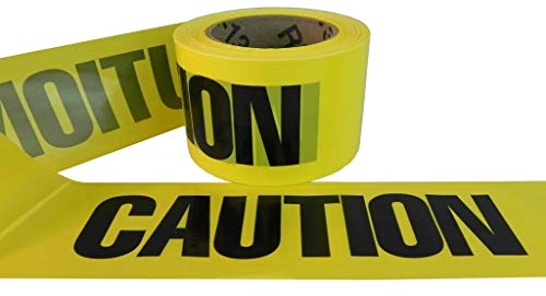 WOD BRC-CC Barricade Caution Tape - 3 inch x 1000 feet (Bulk Case 8-Rolls) High Visibility Bright Yellow w/Bold Black Text"CAUTION" for Workplace Safety, Non-Adhesive & Heavy-Duty