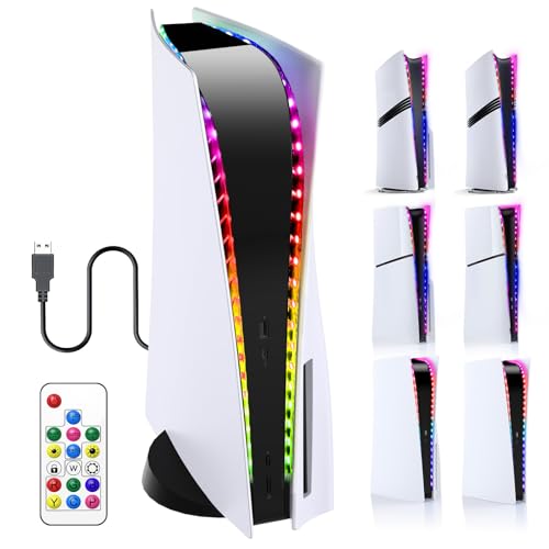 DE&UHD Cinta LED para PS5, 5050 SMD Luz LED de Color Cambiante con Mando a Distancia y Fuente de Alimentación USB