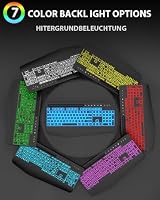SABLUTE Wired Large Print Keyboard with Backlight, Wrist Rest, Phone Holder view 2