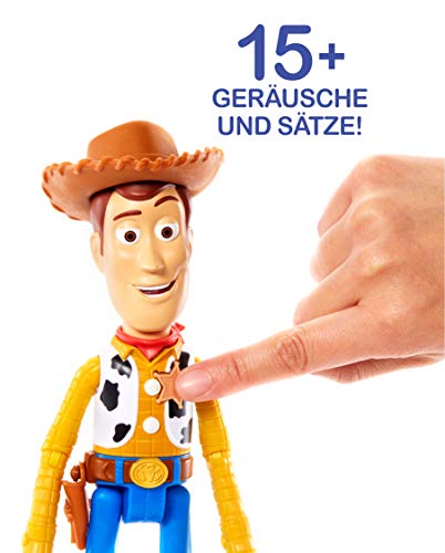 Mattel GFR27 - Toy Story 4 Sprechender Woody deutschsprachig, mit +15 Sätzen, 17 cm Spielzeug Action Figur ab 3 Jahren… – Bild 4