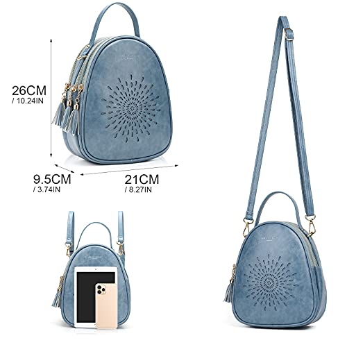 APHISON Fashion Mini Backpack Purse for Women Teen Girls Cute Small Backpacks PU Leather Crossbody Shoulder Bags Handbags Multifunctional and Large-Capacity Daypack Purse L-BLUE
