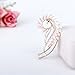 Gold-Tone Crystal Art Deco Peacock Ear Wrap Ear Cuff Earrings for Women Non Pierced Ears Pink