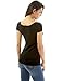 PattyBoutik Women Shadow Stripe Raglan Short Sleeve Knit Top (Black Medium)