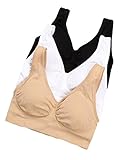 Women's 3 Pack Seamless Stretchy Cotton Wire-Free Padded Sports Bra