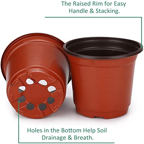 Sfee 100 Pack Plant Nursery Pots 4 inch Plastic Plant Pots, Soft Durable Reusable Seed Starting