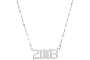 SKQIR Birth Years Necklace,Initial Year Number Pendant Necklace Birthday Gift Charm Friendship Old English Arabic Mumerals Stainless steel Necklace Jewelry for Women Girl