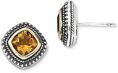 IceCarats 925 Sterling Silver 14k Yellow Citrine Post Stud Ball Button Earrings
