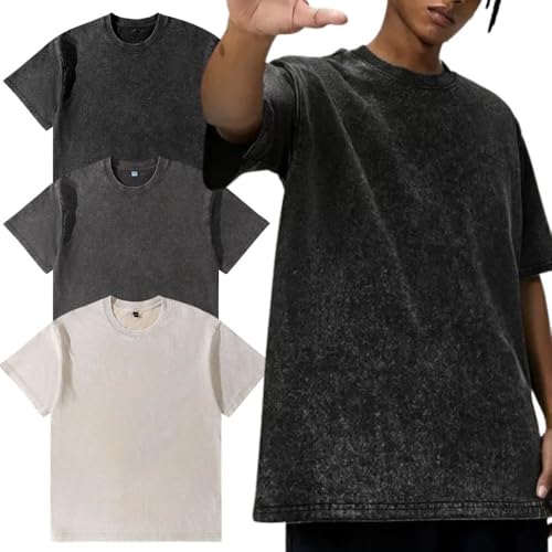 mens oversized t shirt 3 pack cotton basic tee shirt men summer retro washed shirt unisex fashion casual vintage hip hop tees