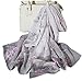 E-Clover Herebuy - Unique Women's Floral Scarves: Chiffon Flowers & Birds Printed Scarf (Pink&Gray)