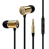 Hodeck 3.5mm Tangle Free Premium Gold Head Stereo Earphones with Inline Microphone and Remote Control & Volume Control Earbuds Headphones Headset for iPhone 6 / 6 Plus / 5s / 5c / 5 / 4s / iPod / iPad Air / iPad Mini, Samsung Galaxy S6 / S5 / S4, Note, Tab, LG, MP3 Player, Macbook, iMac, PC Laptops and More