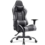 Vitesse Gaming Chair (Sillas Gaming) Ergonomic Computer Desk Chair High Back Racing Style Comfortable Chair Swivel Executive Leather Chair with Lumbar Support and Headrest (Grey)