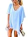 PINKMSTYLE Women's Chiffon Pom Pom Kaftan Swimwear Bathing Suit Beach Cover Up Sky Blue Medium