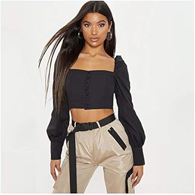Women S Summer Long Sleeve Puff Sleeve Tube Blouse Chiffon Crop