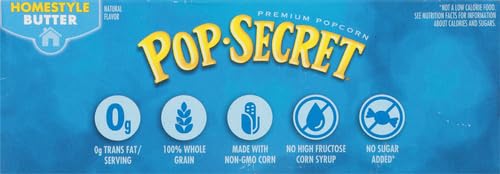 POP SECRET MICROWAVE POPCORN, HOMESTYLE BUTTER FLAVOR, 3.2 OZ SHARING BAGS, 6 COUNT (PACK OF 1)
