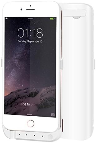iPhone 6S/6S Plus Battery Case 10000mAh, Wogiz Rechargeable Backup Battery Charger External Power Bank Pack Compact Slim Fit Protective Cover with Stand for iPhone 6/ 6 Plus (4.7 White)