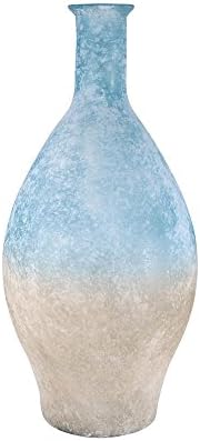 Medea 24 in. Glass Decorative Vase in Textured Smoke and Textured Azure