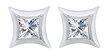 Princess Cut White Natural Diamond Studs Earrings