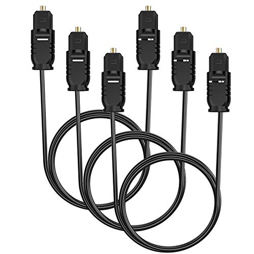 Digital Optical Audio Cable Toslink to Toslink Digital Optical Fiber Audio Cable(6 Feet -3Pack