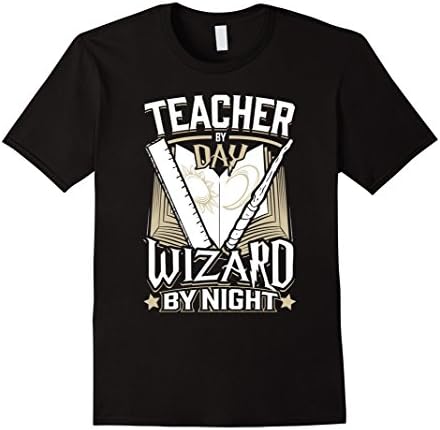 Men's Funny Teacher By Day Wizard By Night - Teacher Shirts Large Black