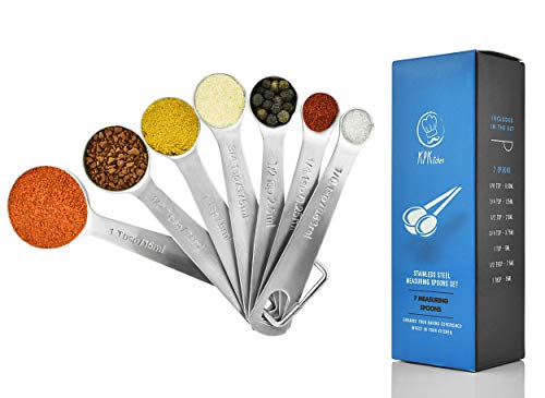 Stainless Steel Measuring Spoons Set of 7: Metal Spoon Sets for Dry & Liquid Ingredients Measurement - Home Kitchen Gadget, Tool & Utensils for Cooking & Baking - Perfect Wedding or Housewarming Gift - Thumbnail 7